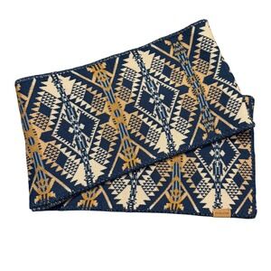 Pendleton 100% Merino Wool Scarf Journey West Pattern Navy Gold Cream NWOT